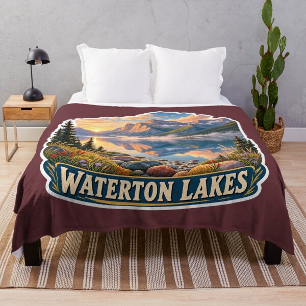 Item preview, Waterton Lakes Alberta Vintage Rocky Mountain Travel Print designed and sold by PinUpPizzazz.