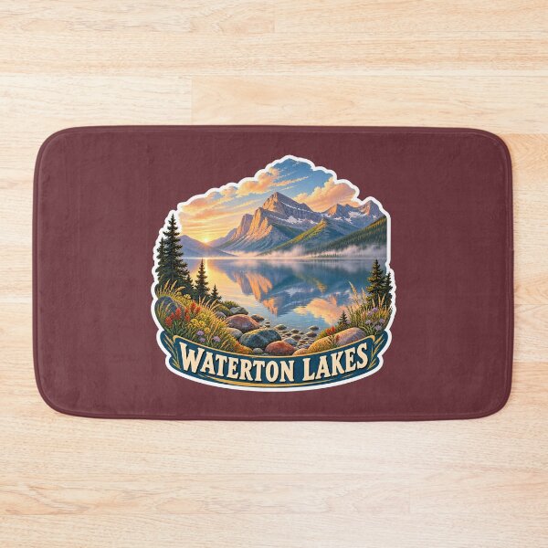 Item preview, Waterton Lakes Alberta Vintage Rocky Mountain Travel Print designed and sold by PinUpPizzazz.