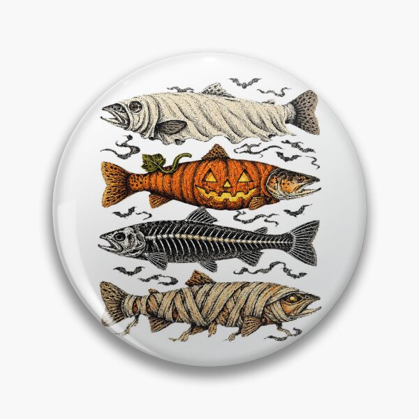 Item preview, Halloween Trout Fish Ghost Pumpkin Skeleton Mummy designed and sold by nryum.