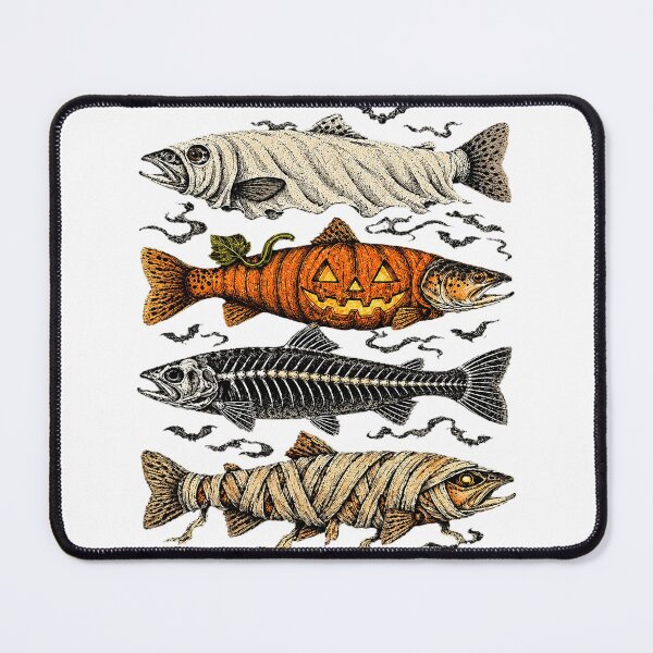 Item preview, Halloween Trout Fish Ghost Pumpkin Skeleton Mummy designed and sold by nryum.