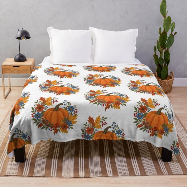 Item preview, Autumn Pumpkin with Colorful Wildflowers designed and sold by skyartdesign.