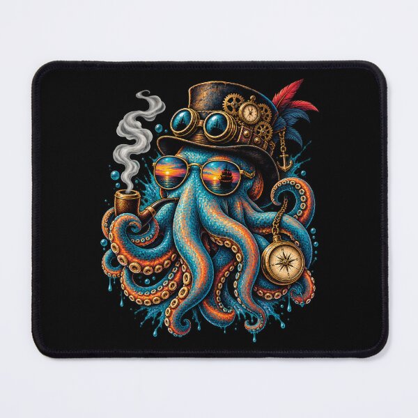 Item preview, Mysterious Steampunk Octopus with Mechanical Gears and Nautical Compass designed and sold by potseed21.