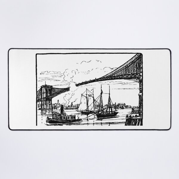 Item preview, New York Calendar 1890 - East River and the Brooklyn Bridge designed and sold by Hedrin.
