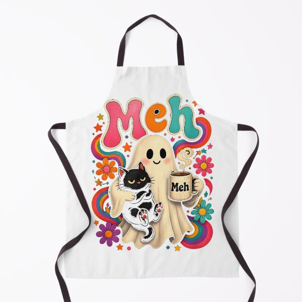 Item preview, Meh Funny Ghost Cat Spooky Black Cat Halloween Coffee Lover T-Shirt designed and sold by RoReshop.
