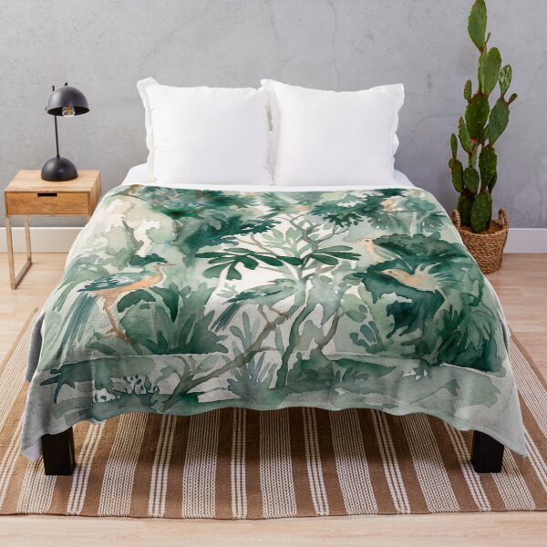 Item preview, Sage Chinoiserie Birds Watercolor Toile designed and sold by Fani*.