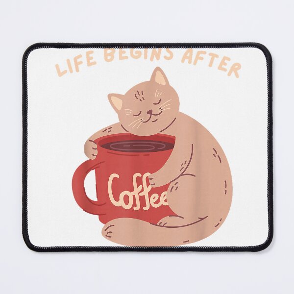 Item preview, Life Begins After Coffee - Coffee Lover Caffeine Sleepy Cat T-Shirt designed and sold by hapitoss.