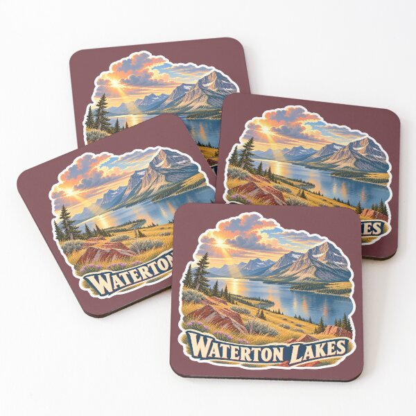Item preview, Waterton Lakes Alberta Vintage Rocky Mountain Travel Print designed and sold by PinUpPizzazz.