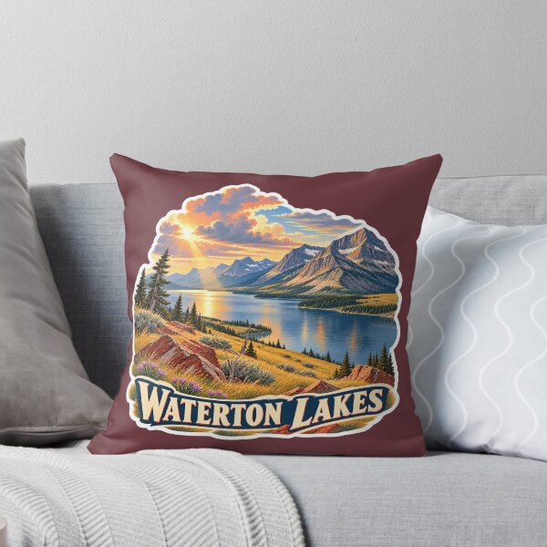 Item preview, Waterton Lakes Alberta Vintage Rocky Mountain Travel Print designed and sold by PinUpPizzazz.