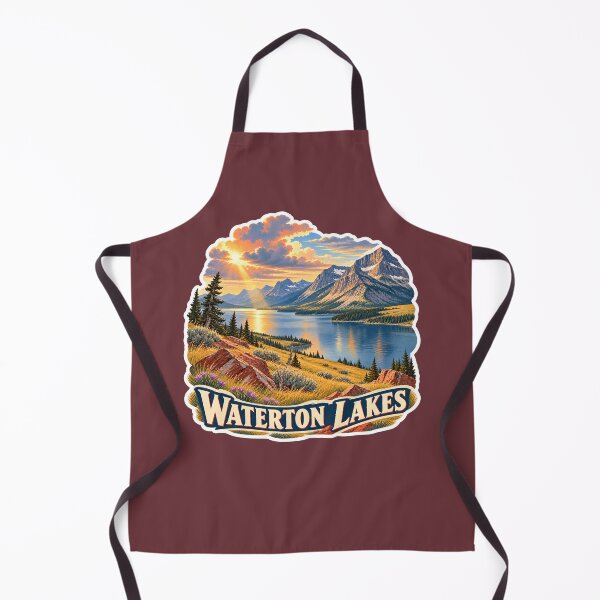 Item preview, Waterton Lakes Alberta Vintage Rocky Mountain Travel Print designed and sold by PinUpPizzazz.