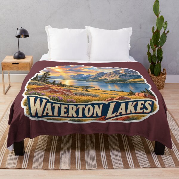 Item preview, Waterton Lakes Alberta Vintage Rocky Mountain Travel Print designed and sold by PinUpPizzazz.