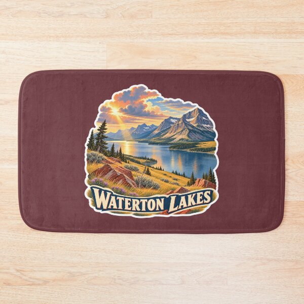 Item preview, Waterton Lakes Alberta Vintage Rocky Mountain Travel Print designed and sold by PinUpPizzazz.