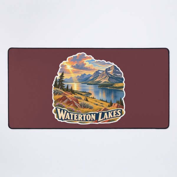 Item preview, Waterton Lakes Alberta Vintage Rocky Mountain Travel Print designed and sold by PinUpPizzazz.