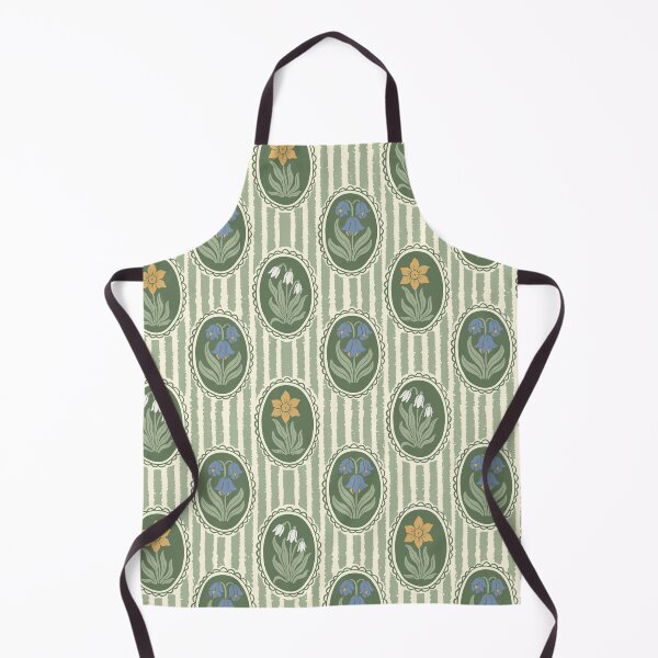 Item preview, Vintage Floral Olive Green Cameo Cottagecore Garden Sage Green Ticking Stripe designed and sold by dyesandpigments.
