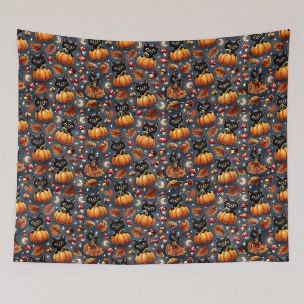 Item preview, Cottagecore Black Cats and Pumpkins designed and sold by AlyssasCreativeBoutique.