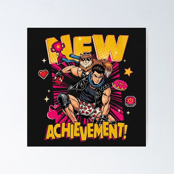 Item preview, "New Achievement Unlocked" Dungeon Crawler Carl & Princess Donut Fan Art designed and sold by The Funky Sprunki.