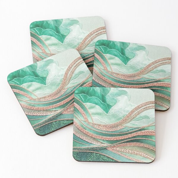 Item preview, Mint & Seafoam Textile Art Landscape designed and sold by KingsArtworx 2.