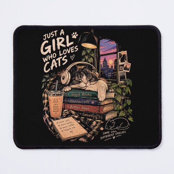 Item preview, Just A Girl Who Loves Cats - Cozy Lo-Fi Cat & Books Streetwear designed and sold by GenZFashion000.