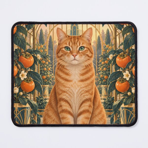 Item preview, Persimmon Garden Orange Tabby – Botanical Art Deco Cat designed and sold by Jaani-T.