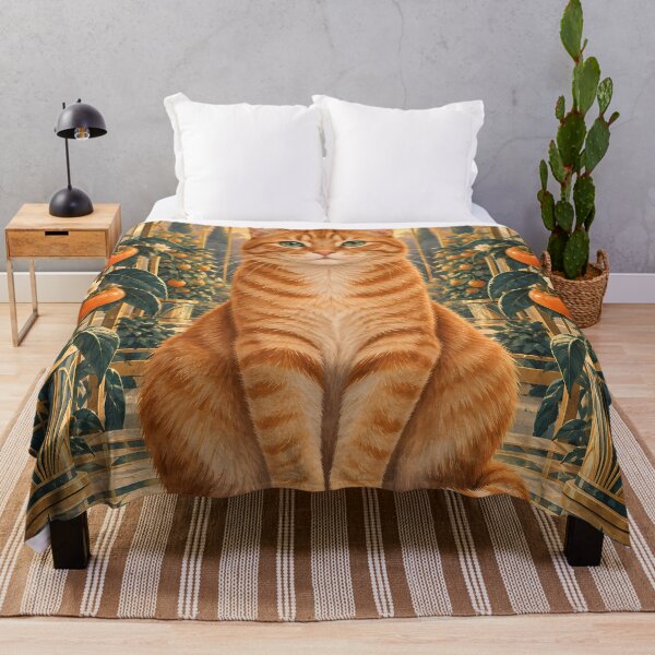 Item preview, Persimmon Garden Orange Tabby – Botanical Art Deco Cat designed and sold by Jaani-T.