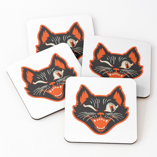 Item preview, Ctkr Studio Retro Style Vintage Inspired Halloween Black Cat Winking Face designed and sold by CherubsStudios.