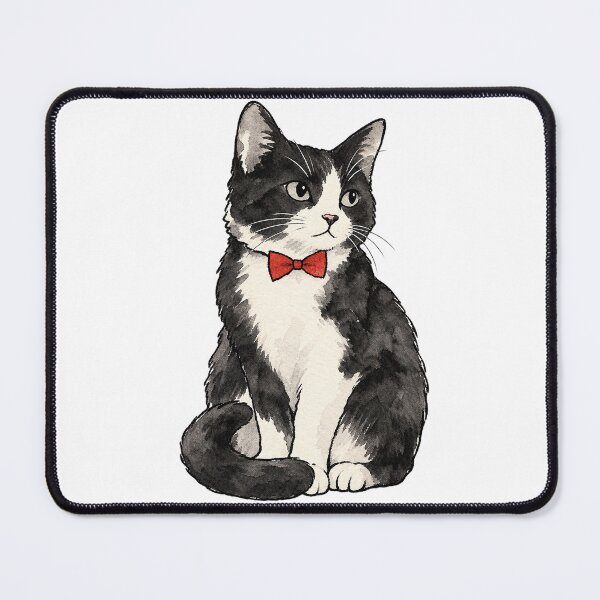 Item preview, Tuxedo Cat in a Red Bow Tie Ink Watercolor designed and sold by Jessie's Palette.