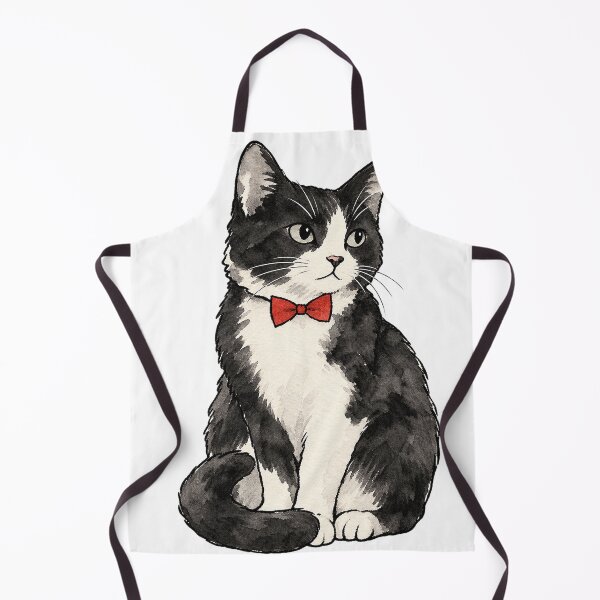 Item preview, Tuxedo Cat in a Red Bow Tie Ink Watercolor designed and sold by Jessie's Palette.
