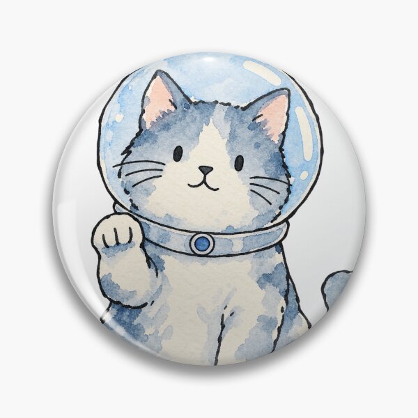Item preview, Space Cat in a Bubble Helmet Blue Watercolor designed and sold by Jessie's Palette.