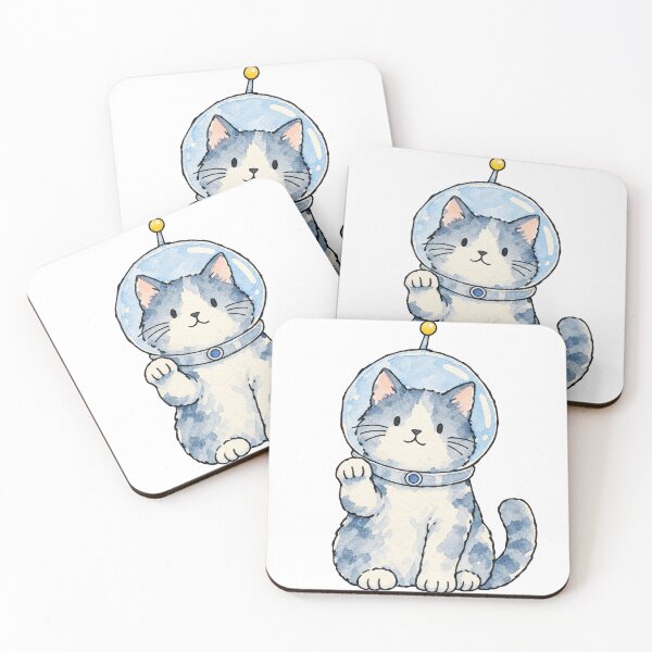Item preview, Space Cat in a Bubble Helmet Blue Watercolor designed and sold by Jessie's Palette.
