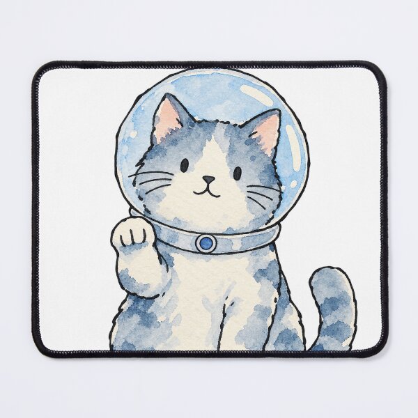 Item preview, Space Cat in a Bubble Helmet Blue Watercolor designed and sold by Jessie's Palette.