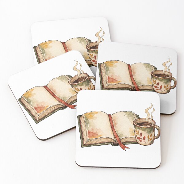 Item preview, Open Book and Coffee Cup Autumn Watercolor designed and sold by Jessie's Palette.