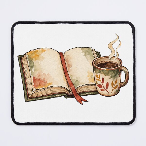 Item preview, Open Book and Coffee Cup Autumn Watercolor designed and sold by Jessie's Palette.