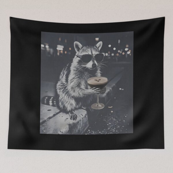 Item preview, Raccoon Funny Drinking Espresso Martinis Animal Meme Coffee  designed and sold by Setaraxia.