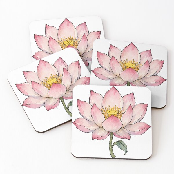 Artikelvorschau, Rosa Lotusblume in voller Blüte (Aquarell) entworfen und verkauft von Jessie's Palette.