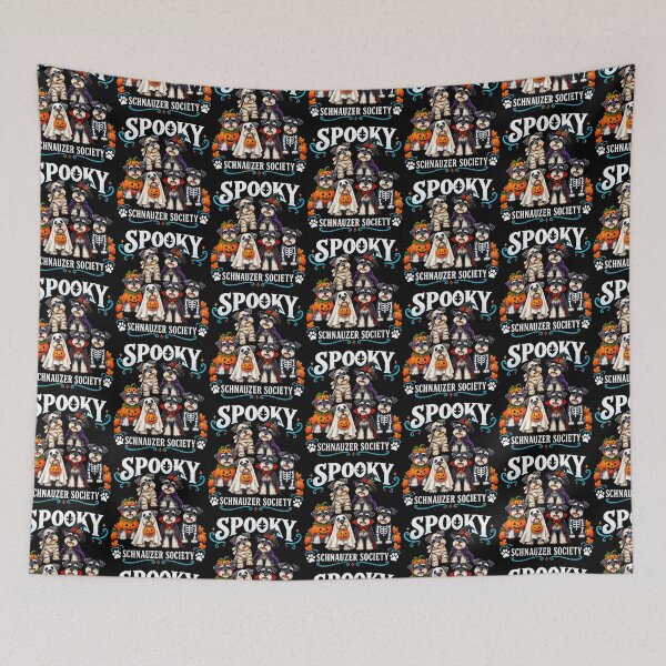 Item preview, Cute Funny Spooky Schnauzer Society Boo Skeleton Dog Ghosts designed and sold by OddityVault.