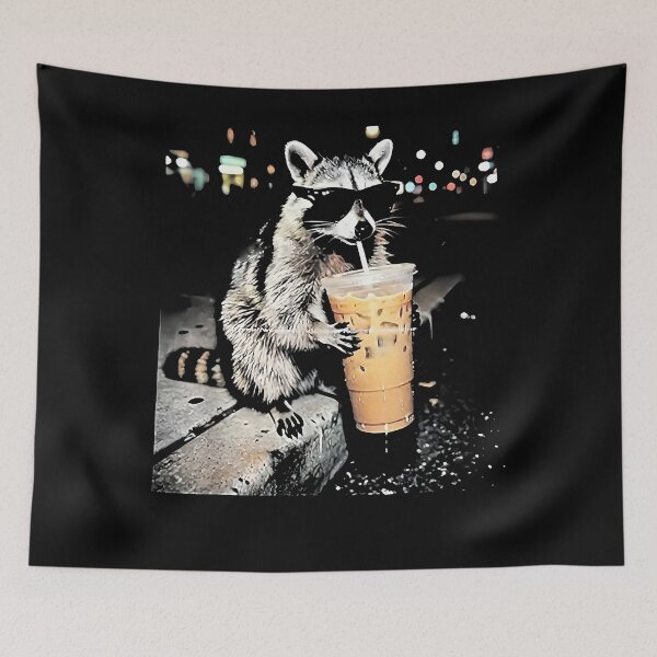 Item preview, Funny Raccoon Drinking iced Animal Meme Coffee Raccon cute  designed and sold by Setaraxia.