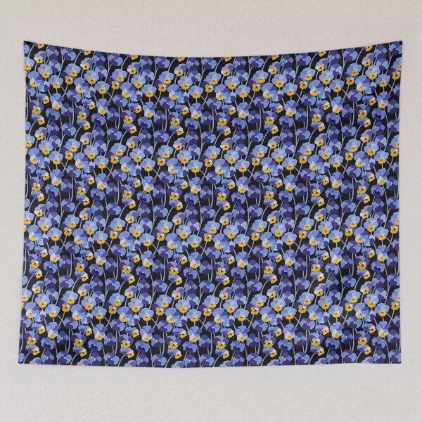 Item preview, Blue Pansy Floral Ikat Seamless Pattern on Black designed and sold by teaw-teaw.