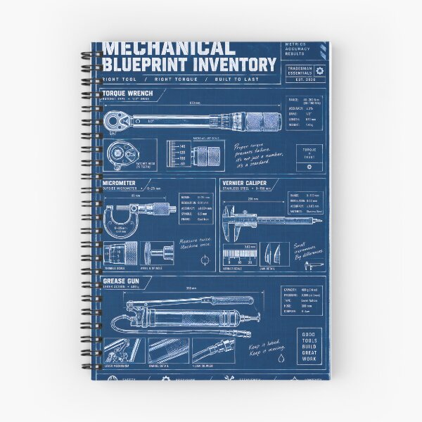 Item preview, Mechanical Blueprint Inventory Trade Tools Machinist Shirt designed and sold by StudioBilly3000.