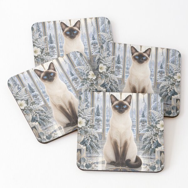 Item preview, Elegant Winter Siamese Cat in an Art Deco Conservatory designed and sold by Jaani-T.