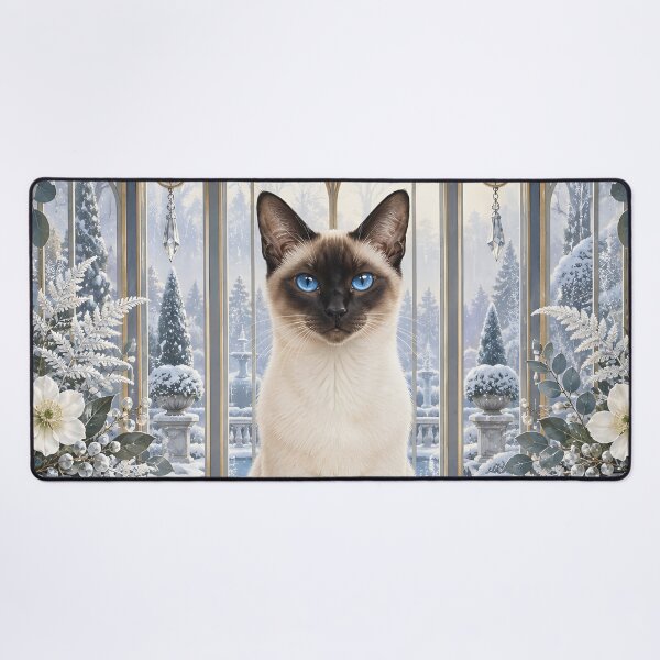 Item preview, Elegant Winter Siamese Cat in an Art Deco Conservatory designed and sold by Jaani-T.
