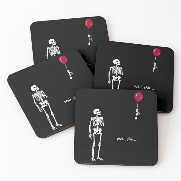 Item preview, Funny Skeleton Lost Arm Red Balloon Well Shit Dark Humor designed and sold by Enchans.