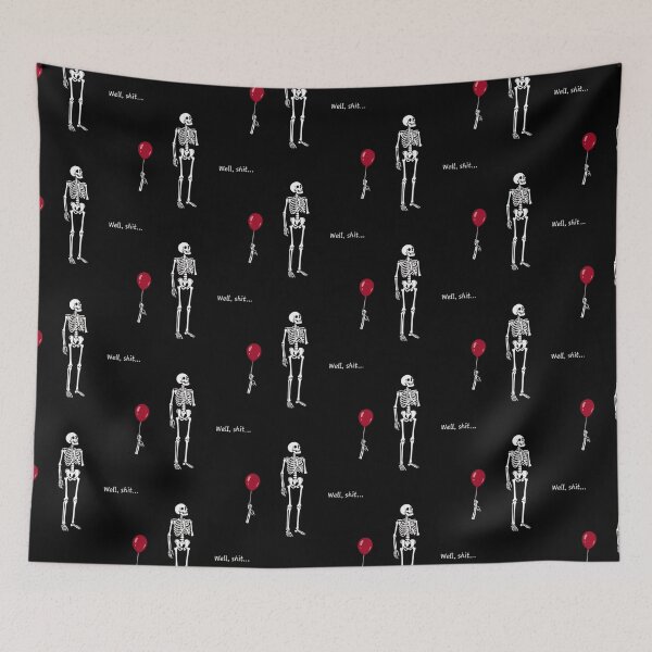 Item preview, Funny Skeleton Lost Arm Red Balloon Well Shit Dark Humor designed and sold by Enchans.
