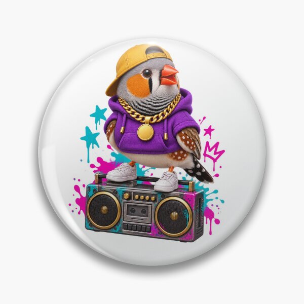 Item preview, Hip-Hop Zebra Finch on a Retro Boombox designed and sold by Ooops Radio x Everbloom.