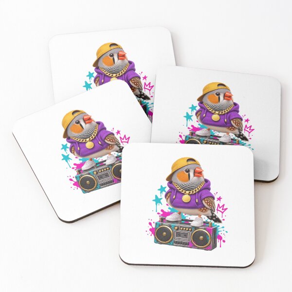 Item preview, Hip-Hop Zebra Finch on a Retro Boombox designed and sold by Ooops Radio x Everbloom.