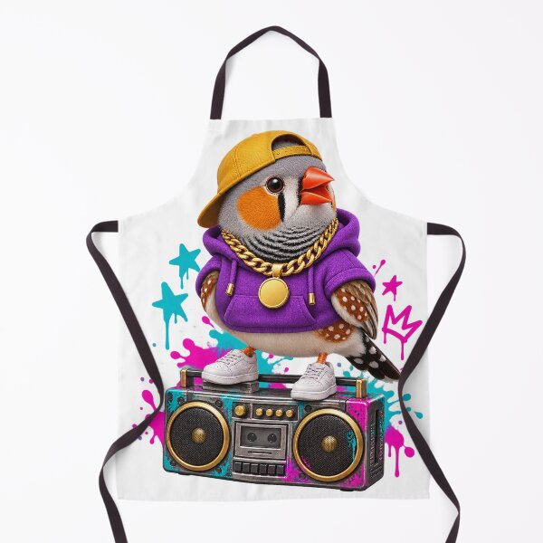 Item preview, Hip-Hop Zebra Finch on a Retro Boombox designed and sold by Ooops Radio x Everbloom.