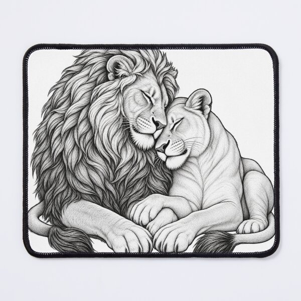 Item preview, Loving Lions Couple Pencil Sketch Art designed and sold by Nicha Studio.