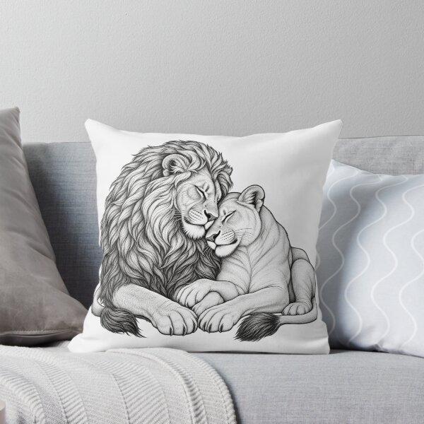 Item preview, Loving Lions Couple Pencil Sketch Art designed and sold by Nicha Studio.