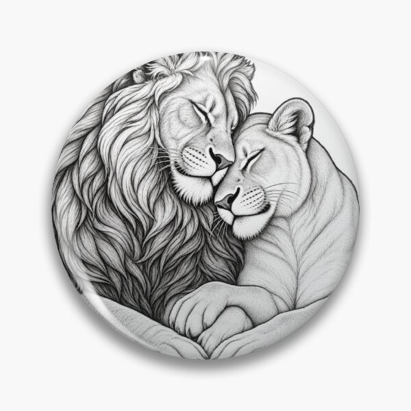 Item preview, Loving Lions Couple Pencil Sketch Art designed and sold by Nicha Studio.