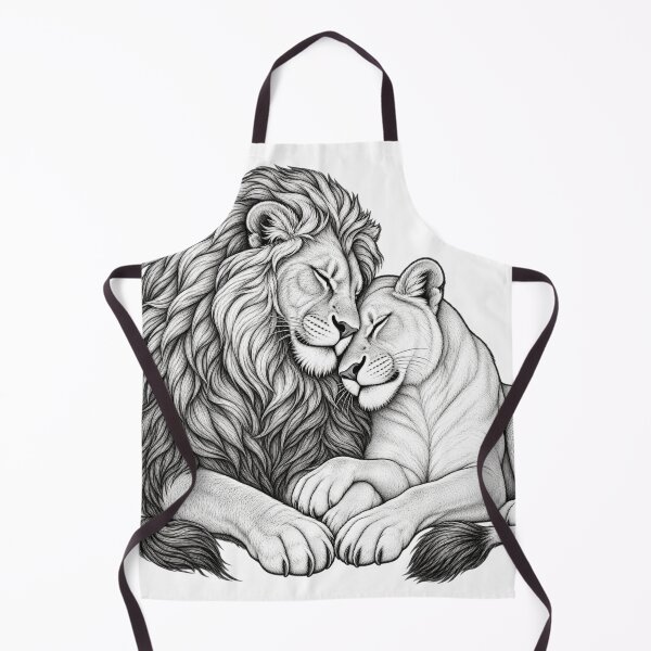 Item preview, Loving Lions Couple Pencil Sketch Art designed and sold by Nicha Studio.
