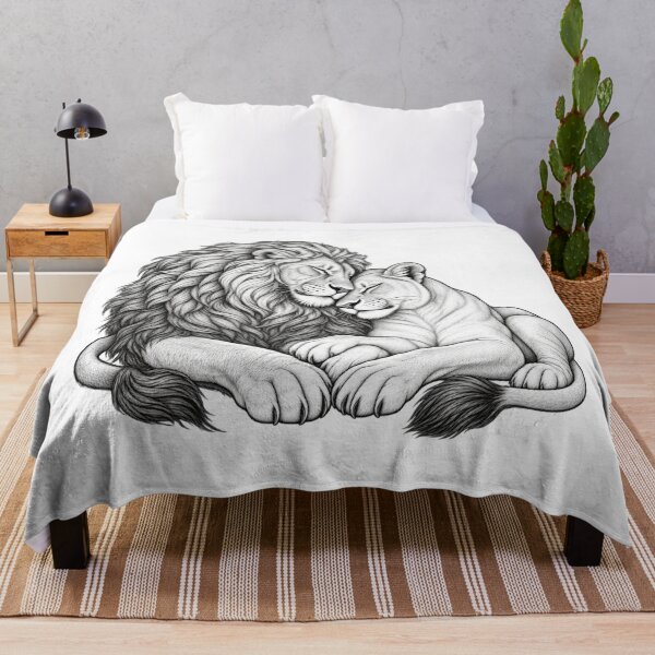Item preview, Loving Lions Couple Pencil Sketch Art designed and sold by Nicha Studio.