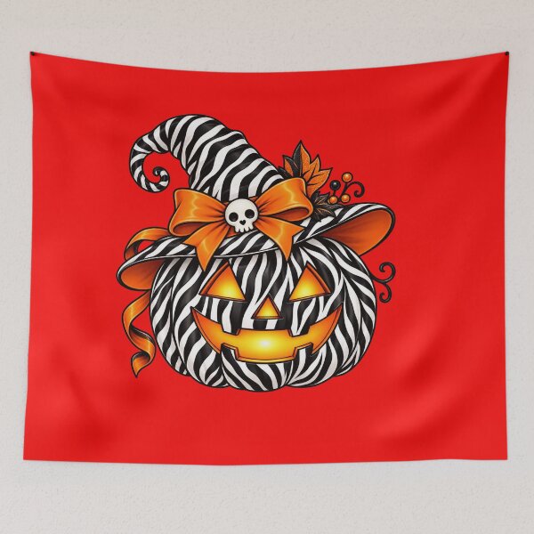 Item preview, Zebra Stripe Halloween Pumpkin Cute Spooky Witch Hat Design designed and sold by Wiamprint.